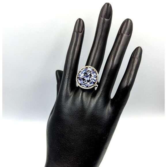 Sterling Silver 925 SNJ Tanzanite White Topaz MCM Style Statement Ring Sz 9 - Picture 4 of 16